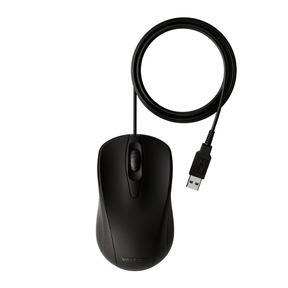 Mouse MCI20 com Fio Silencioso Design Ergonômico Uso Ambidestro Preto Intelbras
