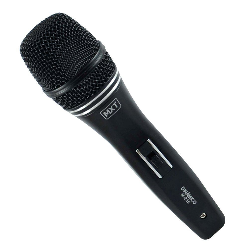 Microfone Dinâmico com Fio M-235 Profissional com Resposta de Frequência 80Hz a 15kHz e Cabo 3 Metros Preto Grupo MXT