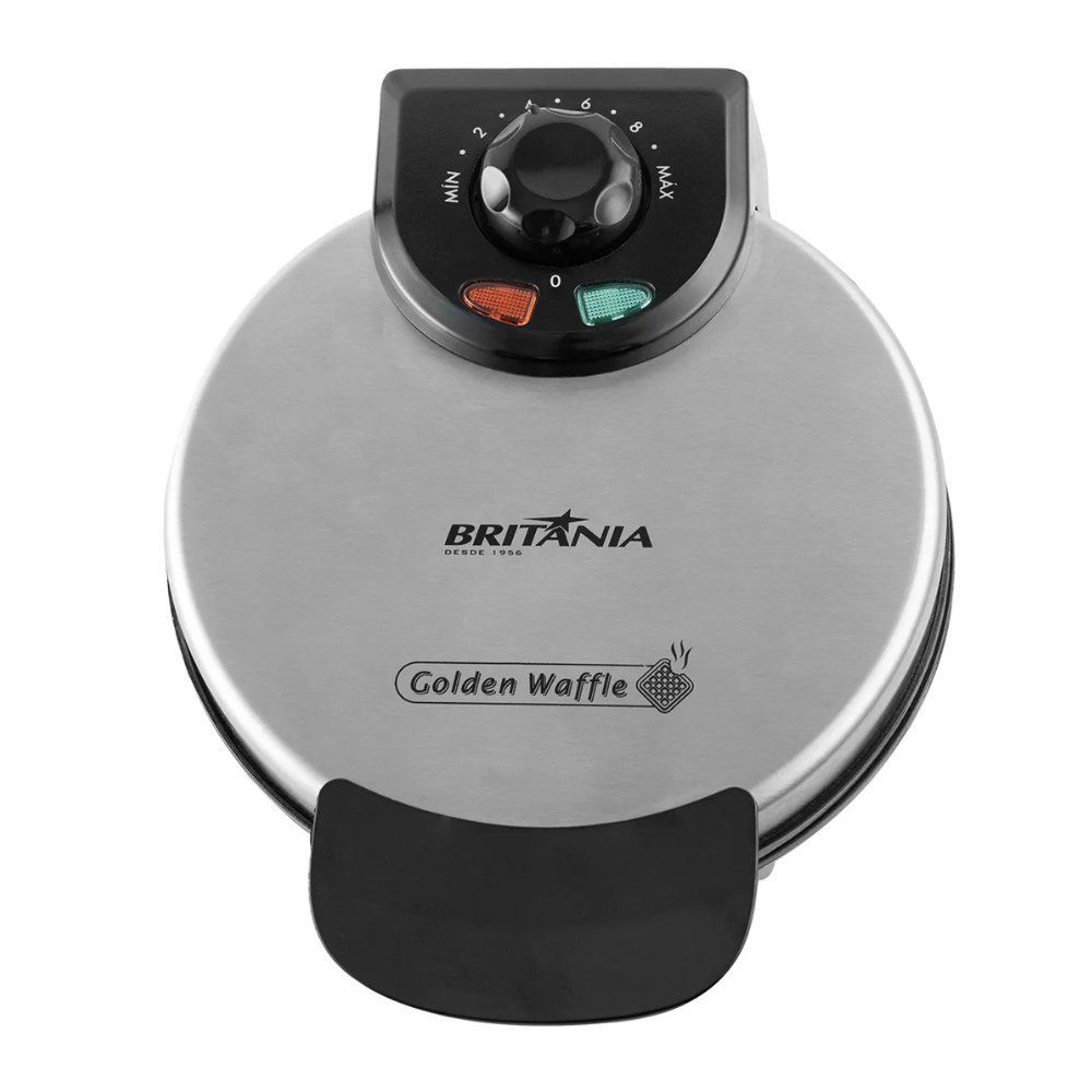 Máquina de Waffle Golden com Potência de 850W e Placas Antiaderentes Amarelo Britânia