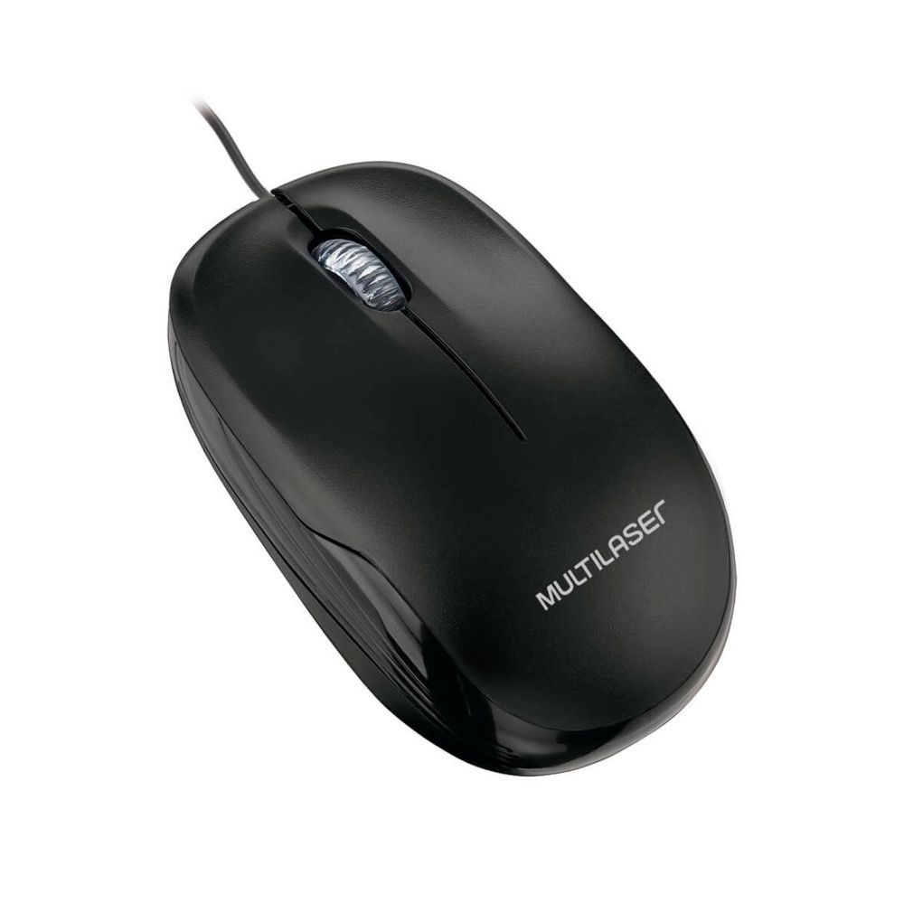 Mouse MF200 USB com Rastreamento Óptico 1200dpi Design Anatômico e Plug And Play Preto Multi