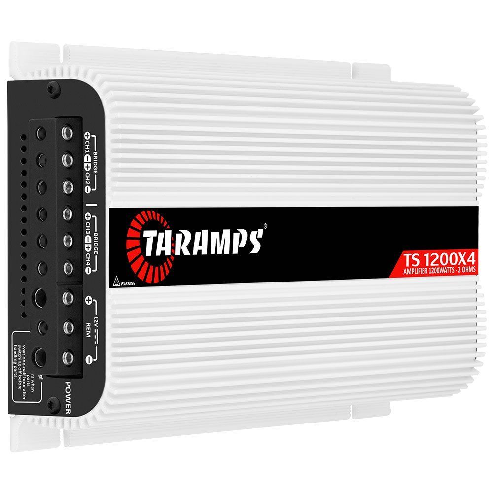 Módulo de Potência 4 Canais Ts1200x4 Compatível com Sistema Automotivo 1200W RMS com Bridge e Crossover Fixo Taramps