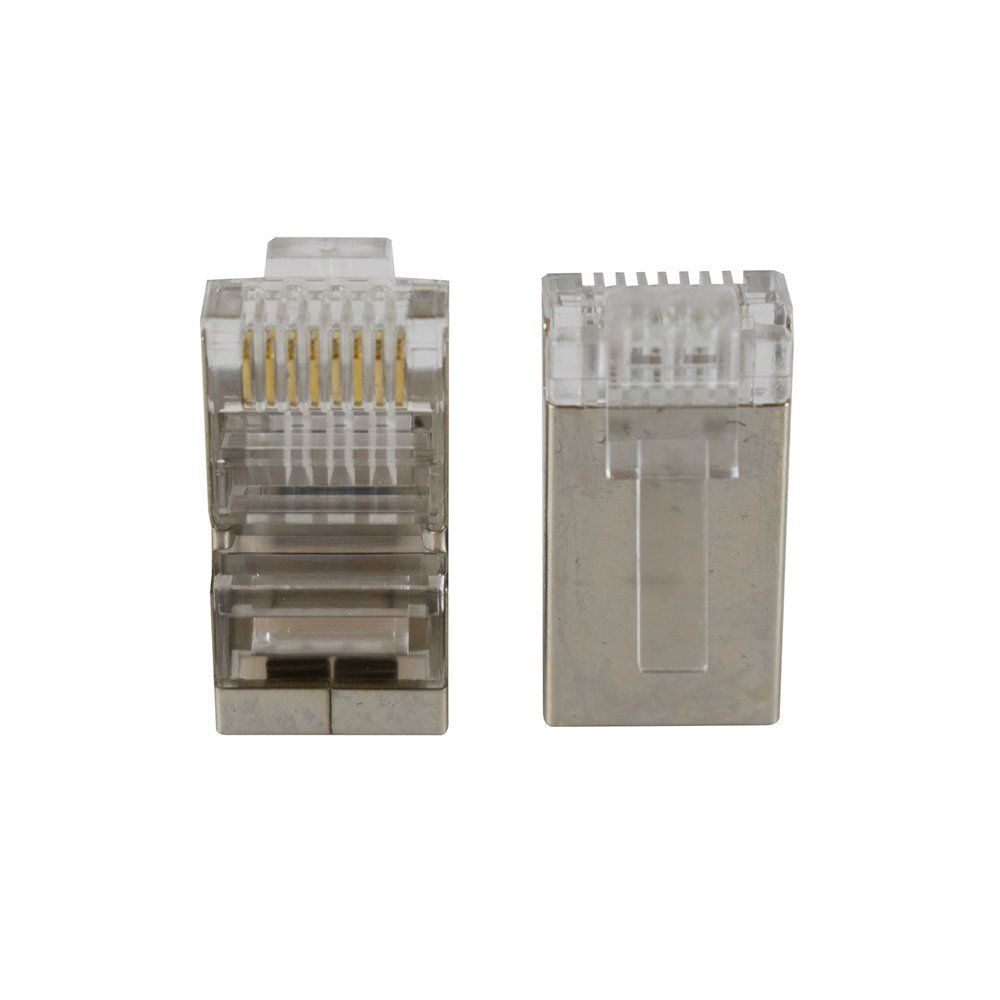 Conector RJ-45 C-103 Blindado para Redes de Alta Performance 100un Cor Dourado Evus