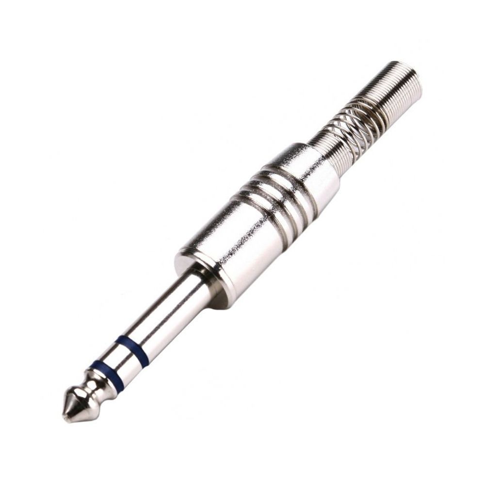 Conector P10 Plug P10 Ninja Estéreo com Mola Ângulo 180o Niquelado Santo Angelo