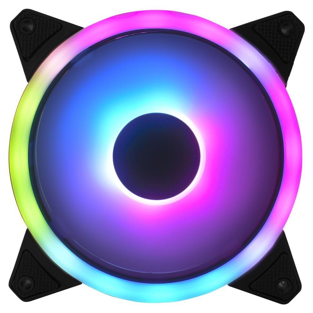 Cooler Gamer F12D-ARGB Double Ring Pct -1 com Iluminação ARGB em Ambas as Faces 120mm 12V Prata Evus