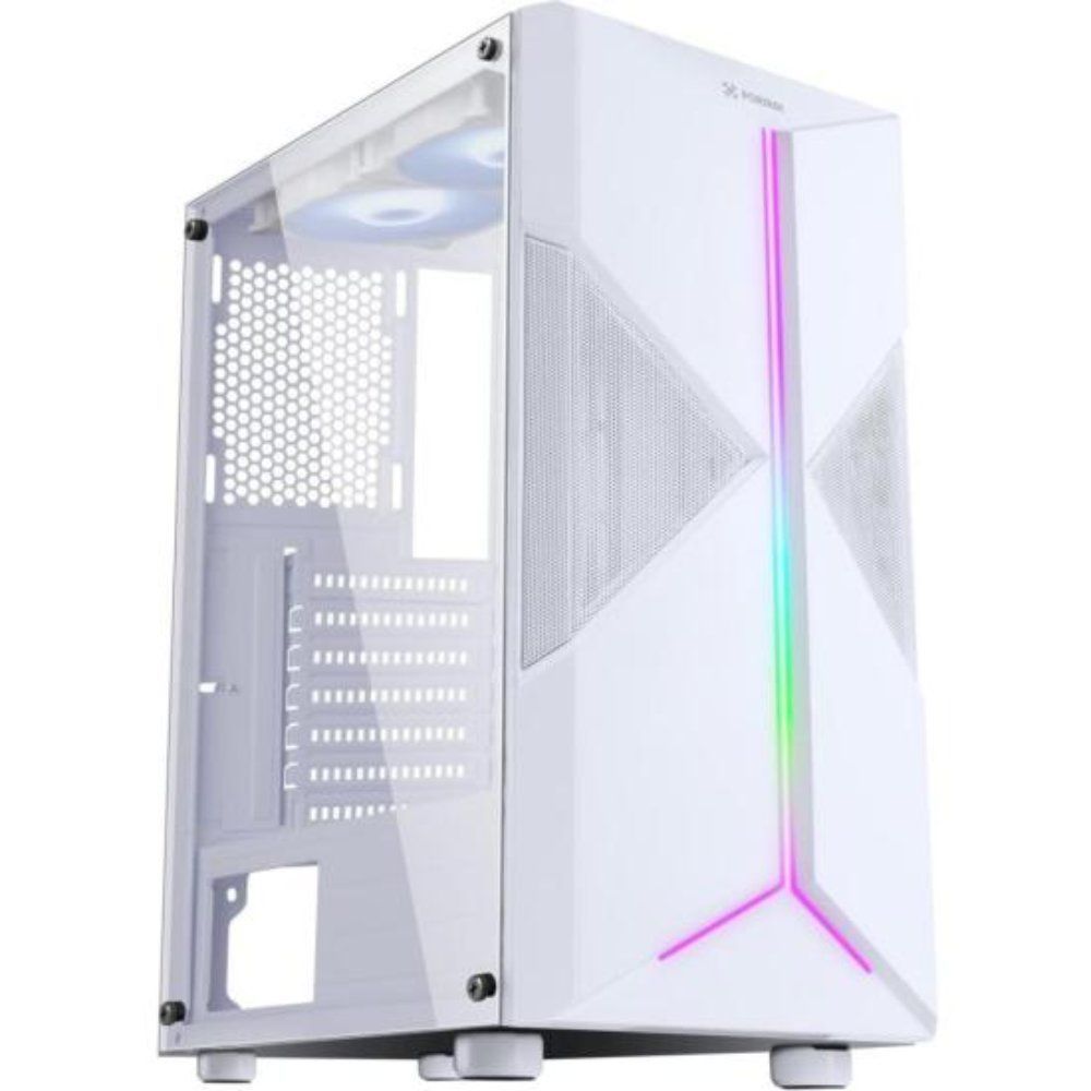 Gabinete Gamer Fortrek Holt Mid Tower RGB com Painel Frontal e Lateral em Acrílico Branco