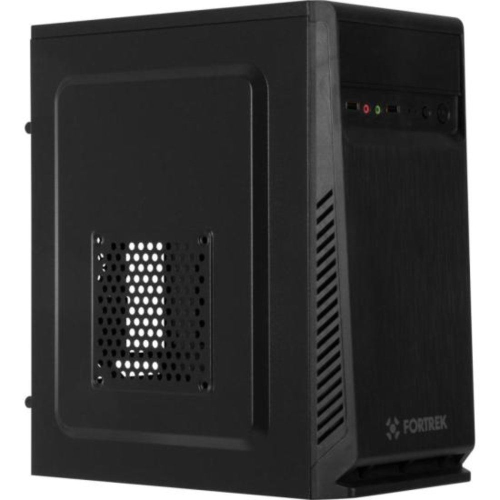 Gabinete ATX Fortrek COC502BK Compact Preto com Painel em Alumínio Escovado e Design Moderno