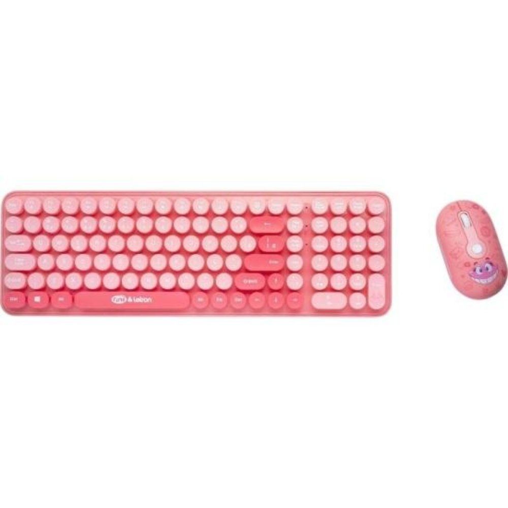 Kit Teclado e Mouse Letron Fini sem Fio com Conexão Wireless e Design Ergonômico Rosa