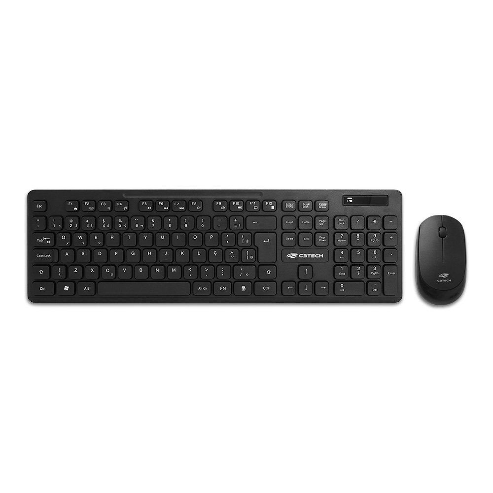 Kit Teclado + Mouse sem Fio K-w20bk com Conexão Wireless 2,4 Ghz e Alcance Até 12 m Preto C3tech