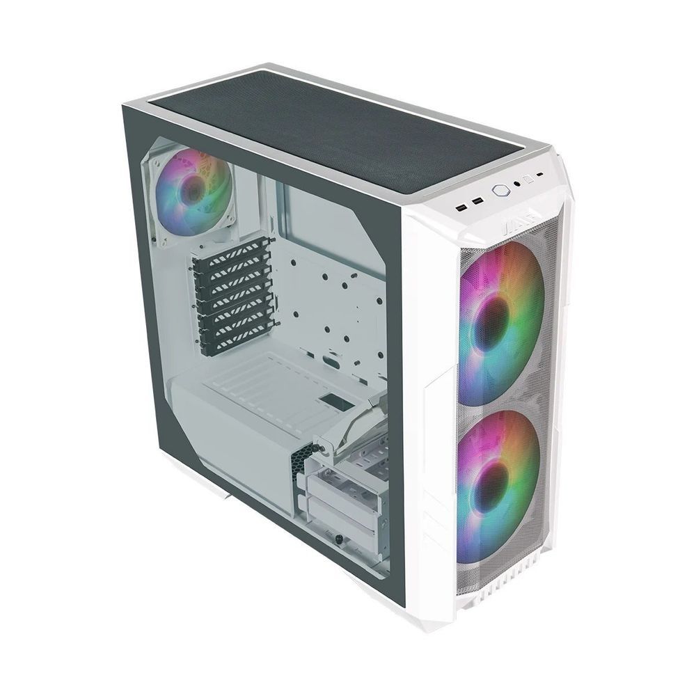 Gabinete Gamer Haf500 Mid Tower ATX Vidro Temperado com 2 Fans ARGB Branco Cooler Master