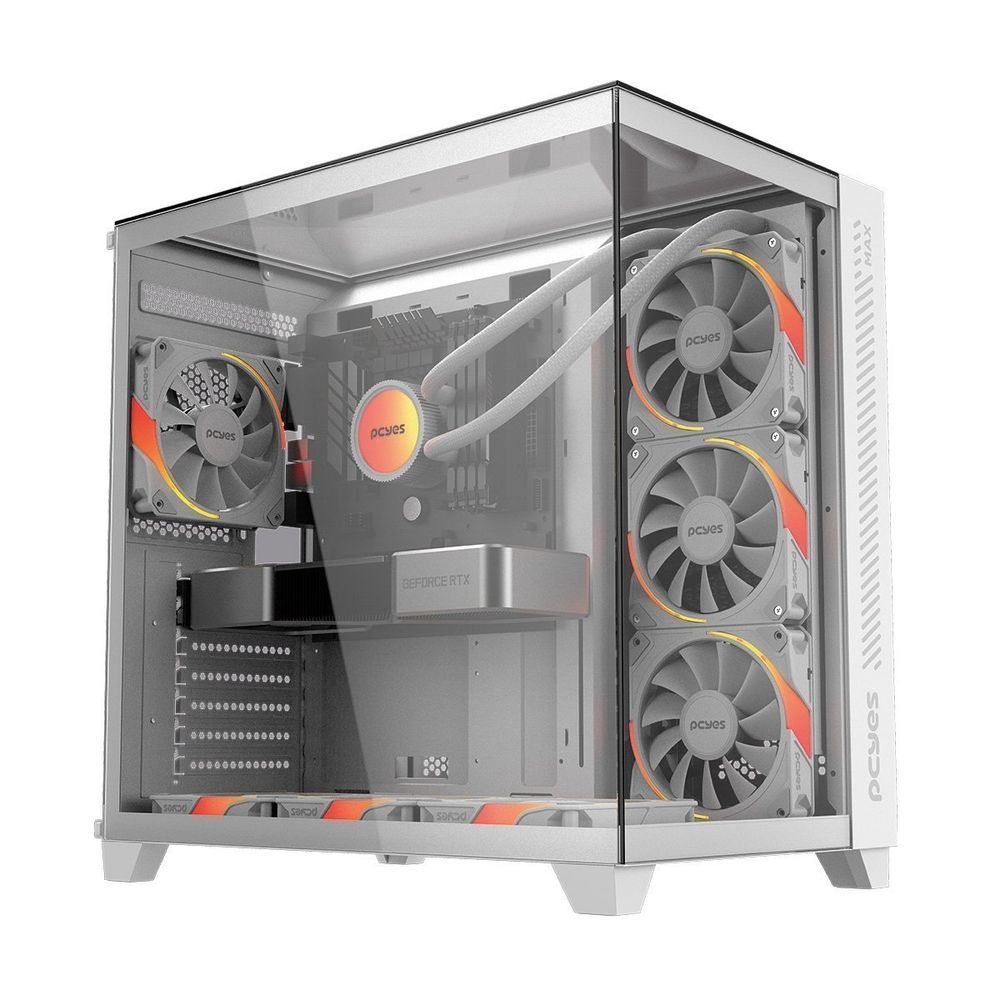 Gabinete Gamer Max White Ghost Mid Tower ATX Vidro Temperado com 7 Fans e Suporte para Radiador 360mm Branco Pcyes