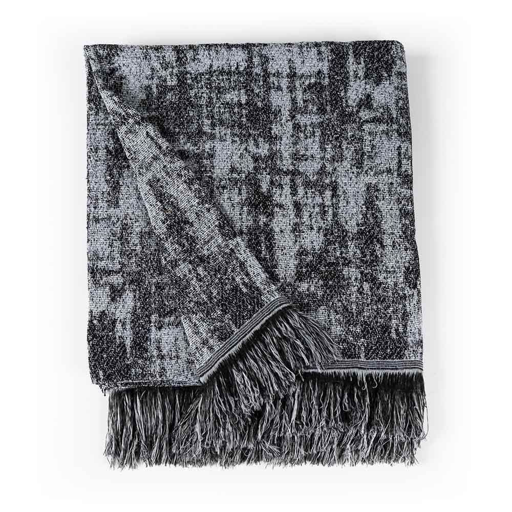 Manta Xale Paris 160x140CM 80% Algodão 20% Poliéster Jacquard Macio com Franja Preto Clara Luz Decora