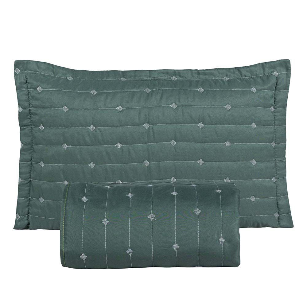 Kit Cobre Leito Colcha Safira Solteiro 2 Peças 100% Poliéster Micropercal 400 Fios Acetinado Liso Verde Clara Luz Decora