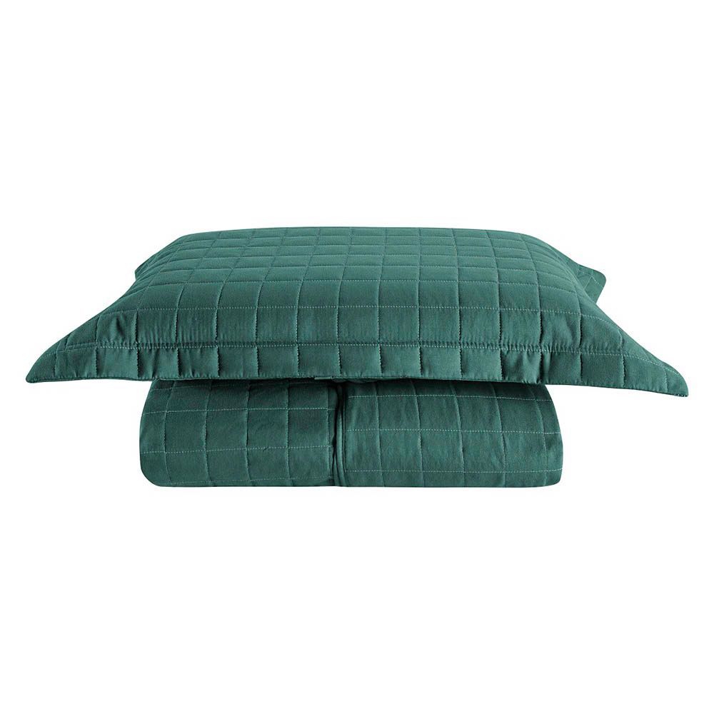 Kit Cobre Leito Colcha Ravena Solteiro 2 Peças 100% Poliéster Micropercal 300 Fios Matelado Minimalista Verde Clara Luz