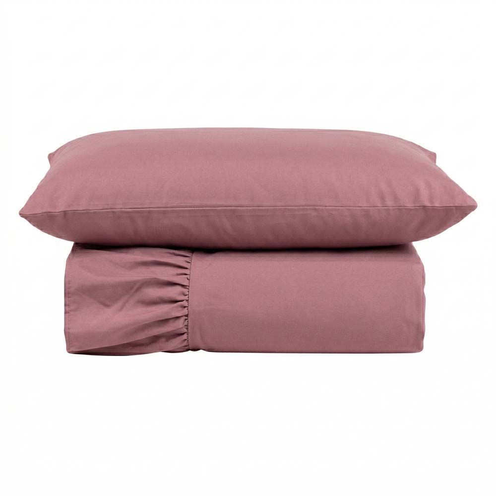 Kit Cobre Leito Colcha Mobi Solteiro 2 Peças 100% Poliéster Micropercal 400 Fios Macio com Babado Rosê Clara Luz Decora