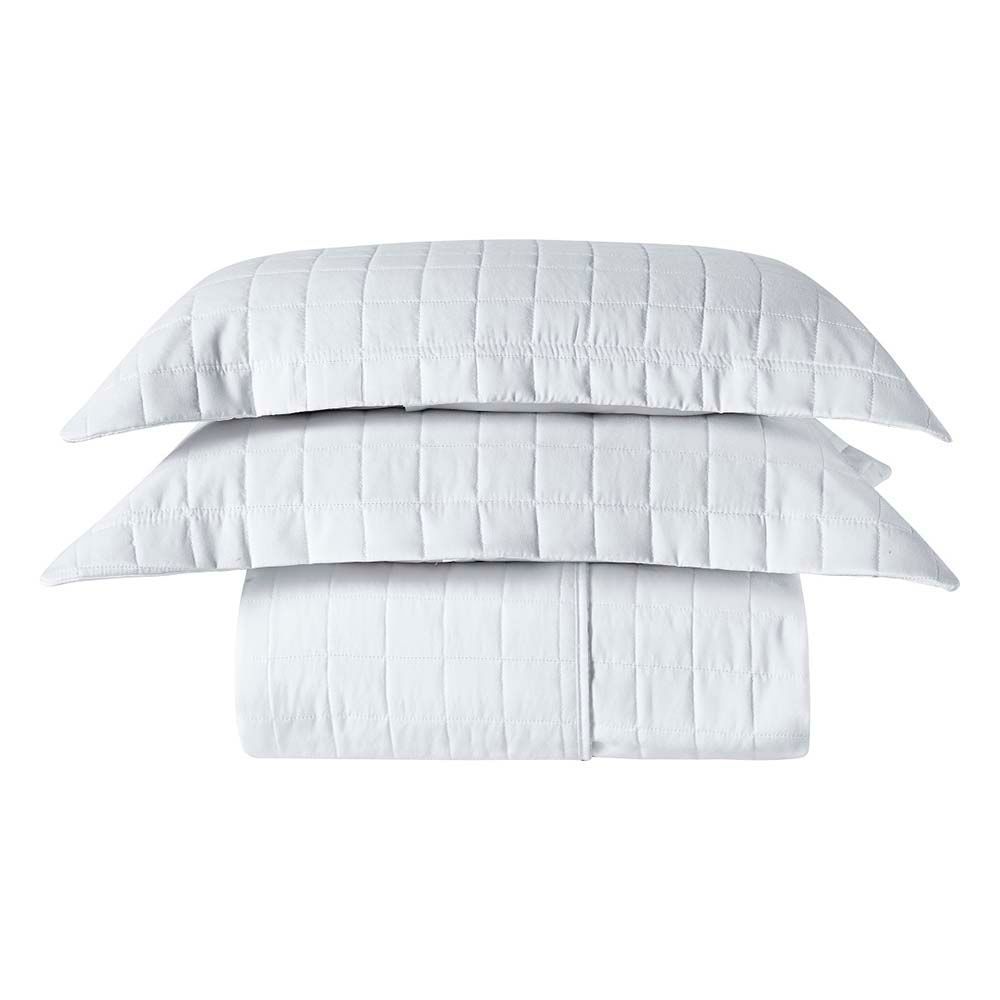 Kit Cobre Leito Colcha Ravena King 3 Peças 100% Poliéster Micropercal 300 Fios Matelado Minimalista Branco Clara Luz