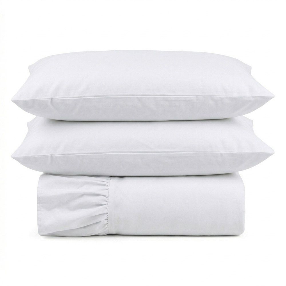 Kit Cobre Leito Colcha Mobi Casal 3 Peças 100% Poliéster Micropercal 400 Fios Macio com Babado Branco Clara Luz Decora