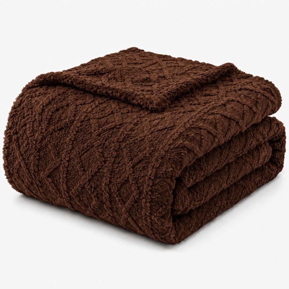 Cobertor Manta Atacama Casal 200x180CM 100% Microfibra Jacquard Relevo Dupla Face Marrom Clara Luz Decora