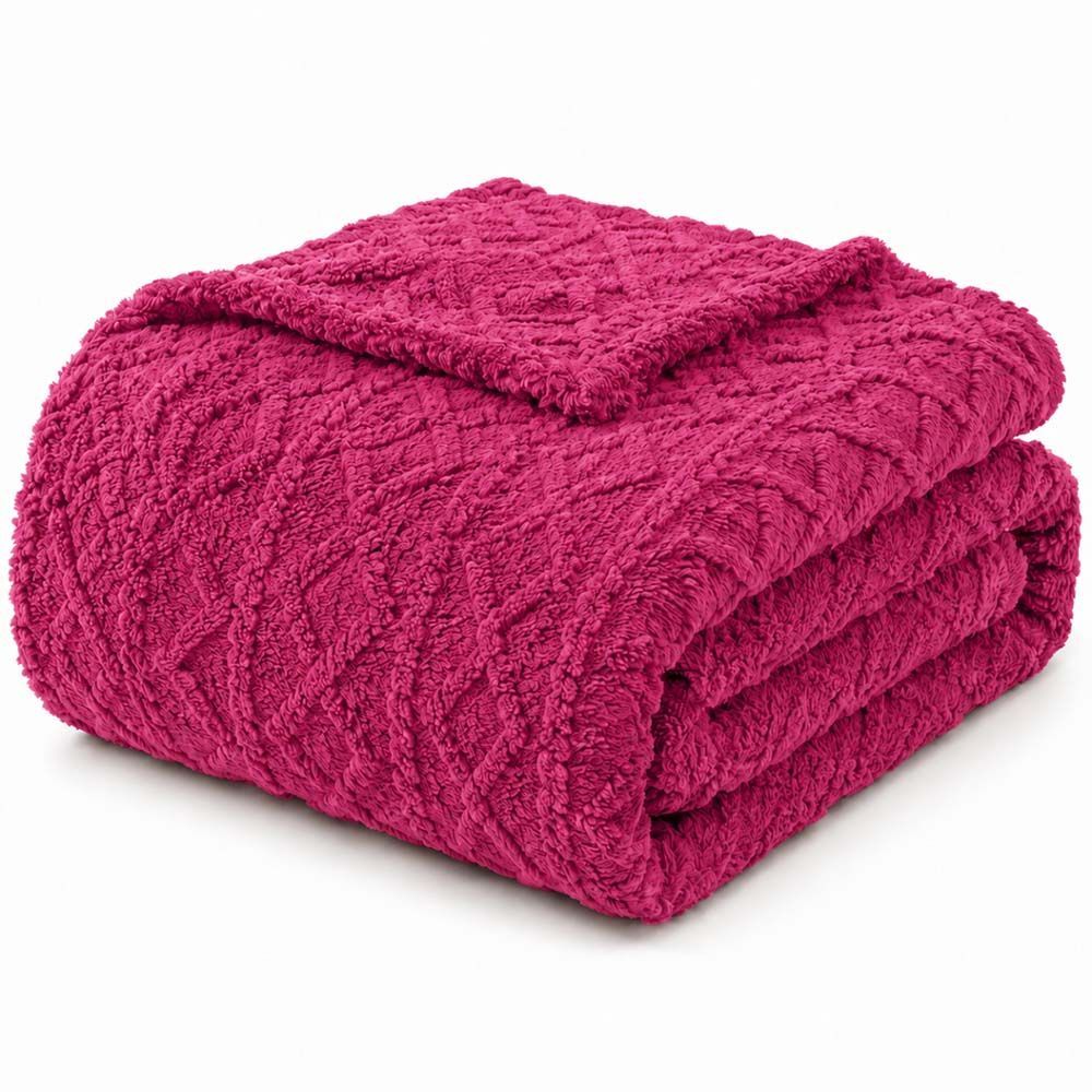 Cobertor Manta Atacama Casal 200x180CM 100% Poliéster Jacquard Relevo Dupla Face Rosa Clara Luz Decora