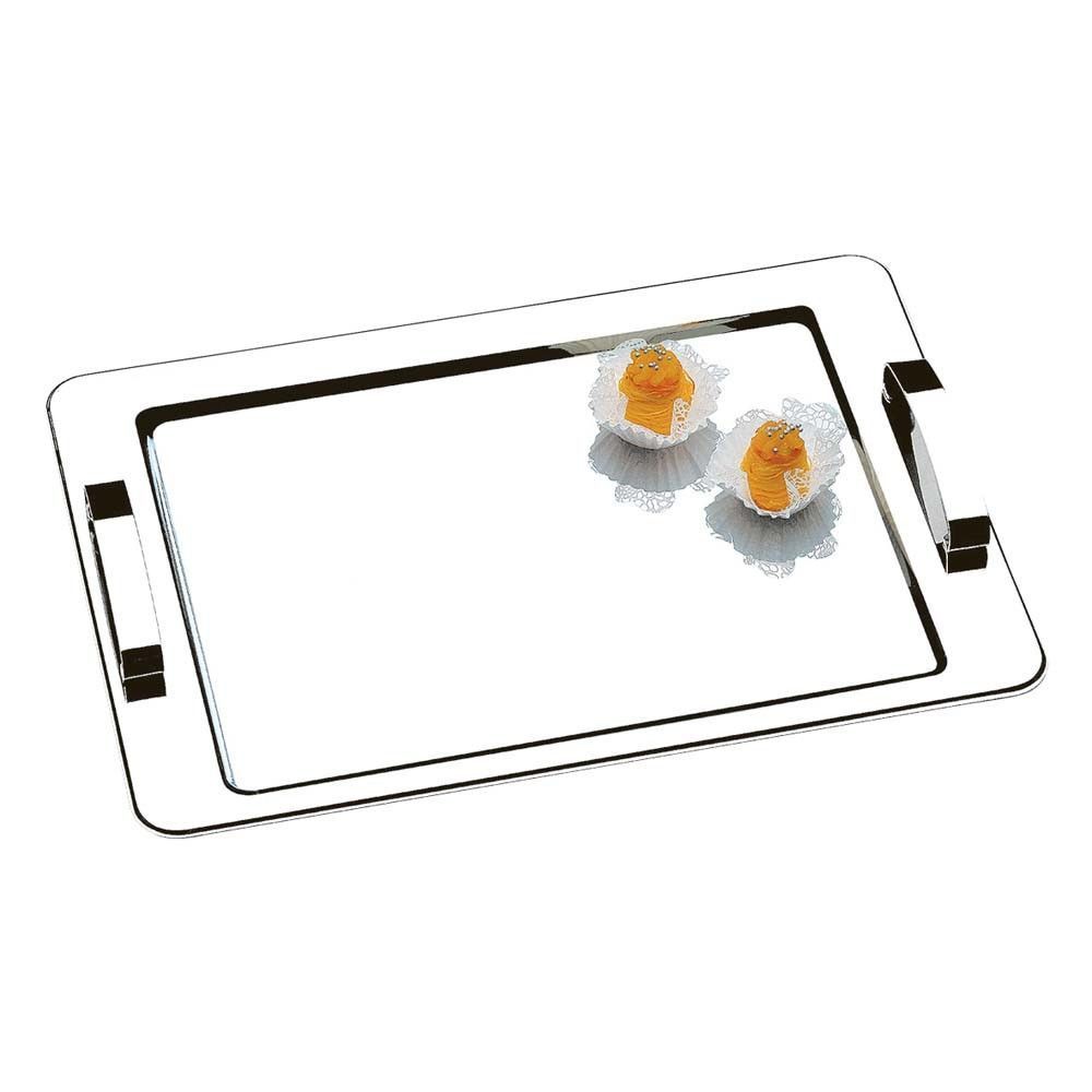 Bandeja Atina com Alça em Aço Inox Multifuncional Resistente para Servir 40x28cm Inox Brinox