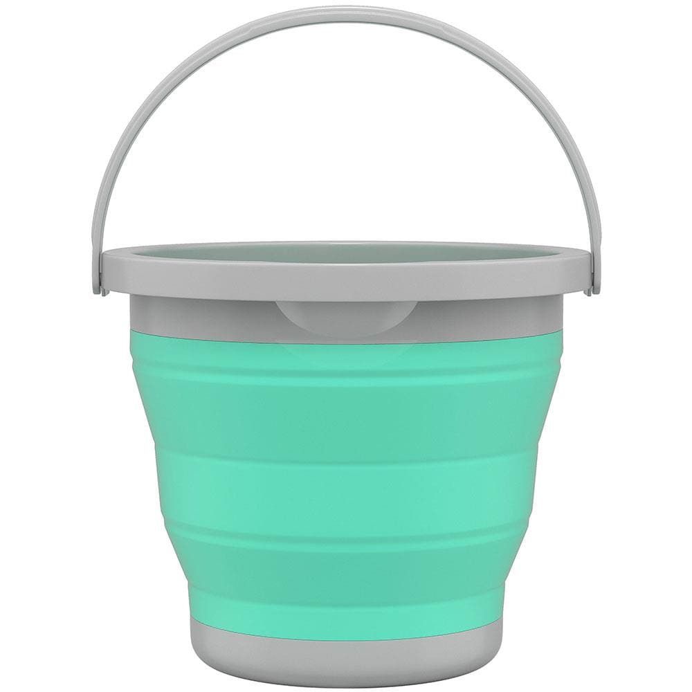 Balde Retrátil 5L com Alça para Transporte em PP-TPR para Lavanderia e Limpeza Verde Água Flashlimp