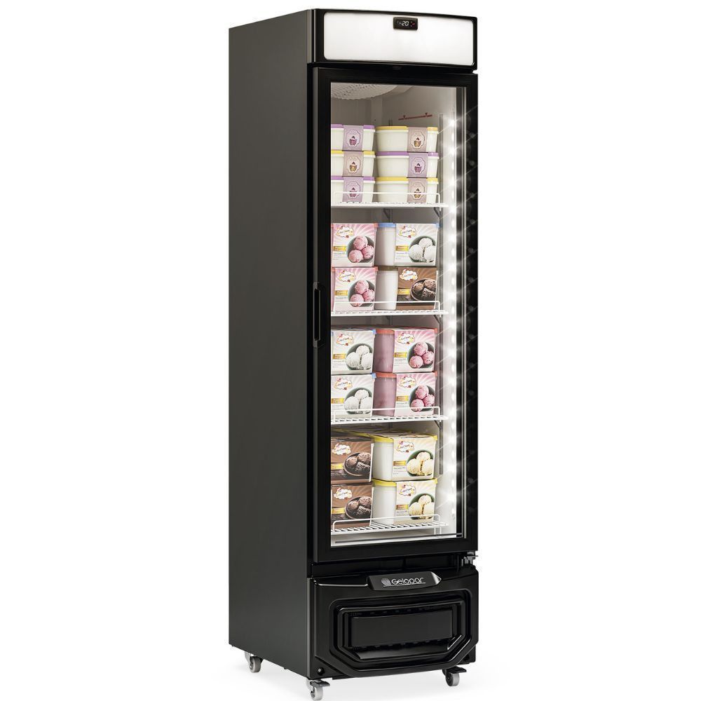 Freezer Vertical Ar Forcado Gelopar Degelo Automatico 315L Porta de Vidro Modelo GFI31LP Preto 220V