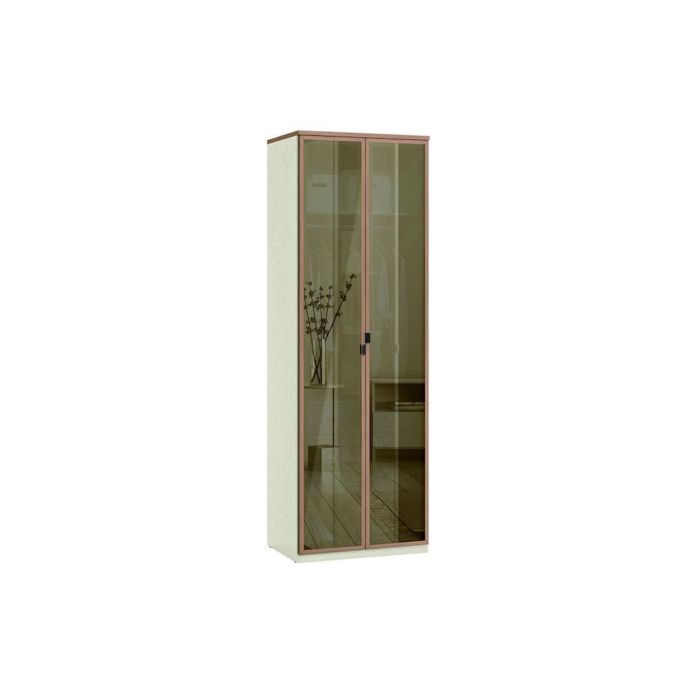 Armário Modulado Toledo 2 Portas de Bater 3 Gavetas MDF com Vidro Reflecta e Corrediças Telescópicas Santos Andira Areia