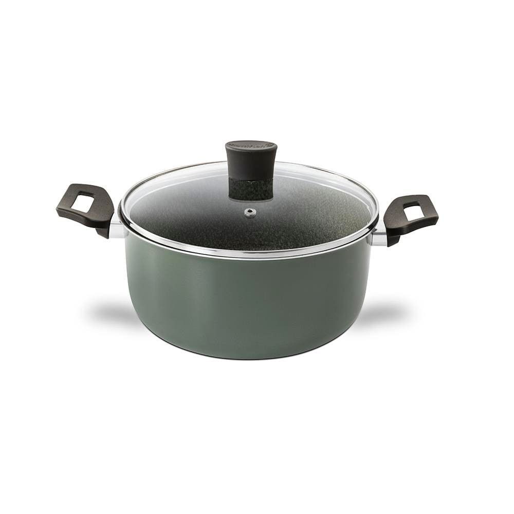 Caçarola Ekó 24CM Alumínio com Revestimento Antiaderente 5L Tampa de Vidro Multiflon Verde