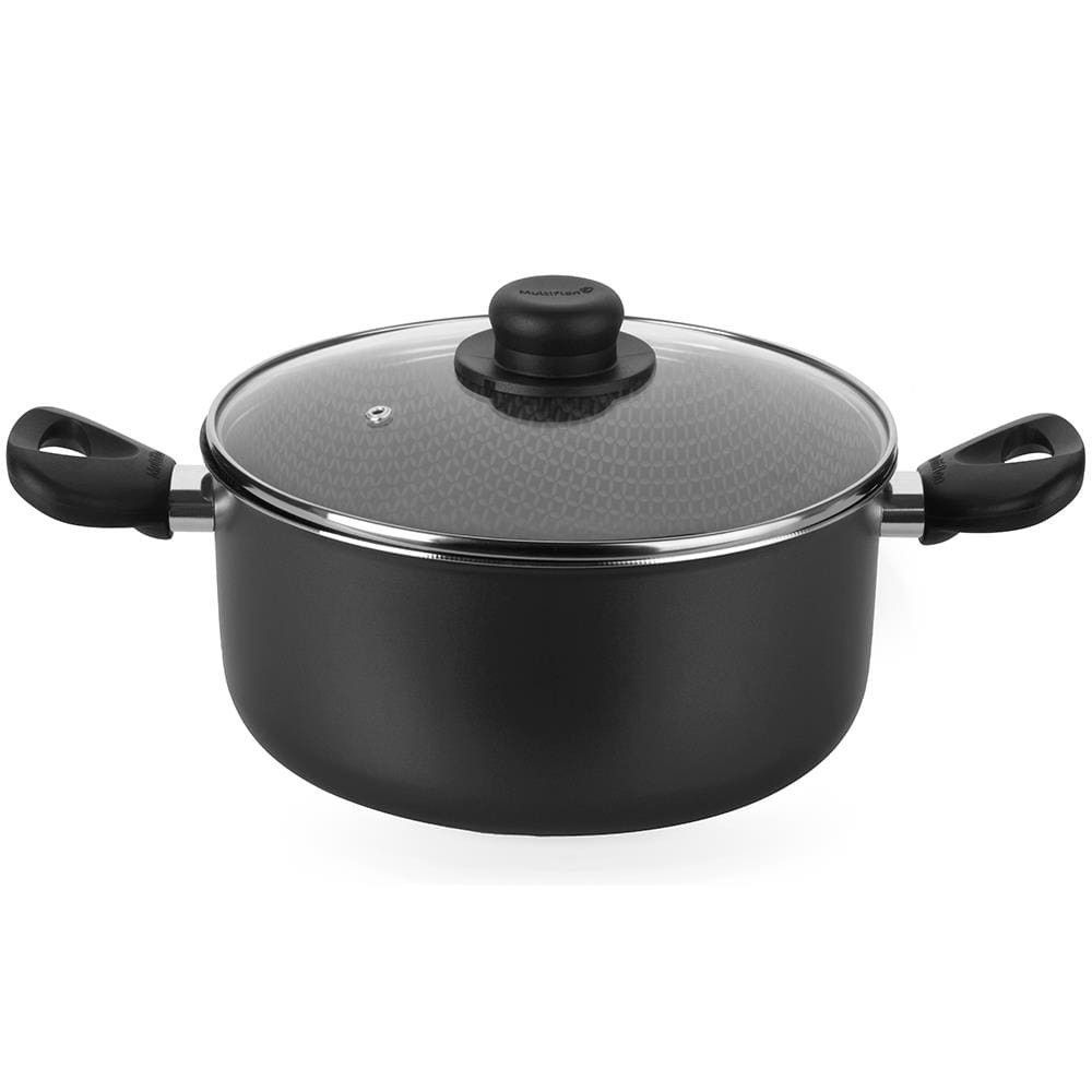 Caçarola Gourmet Alumínio com Revestimento Antiaderente Multiflon Ultra 7 16CM 1,4L com Tampa de Vidro Temperado