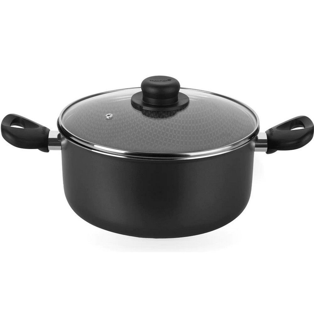 Caçarola Gourmet Alumínio com Revestimento Antiaderente 26CM Tampa de Vidro Temperado 6,2L Multiflon