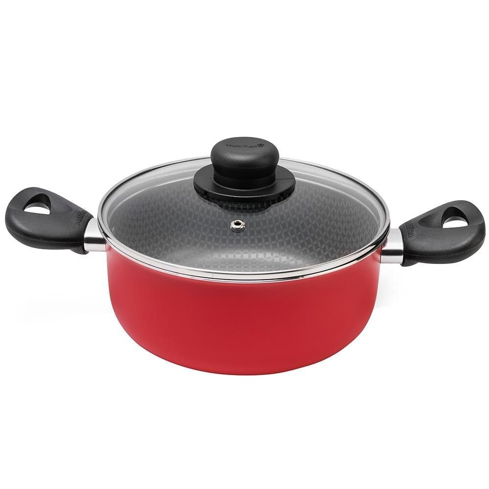 Caçarola Páprika Alumínio com Revestimento Antiaderente Vermelho 20CM 2,7L Cabo Baquelite Fundo Antideslizante Multiflon