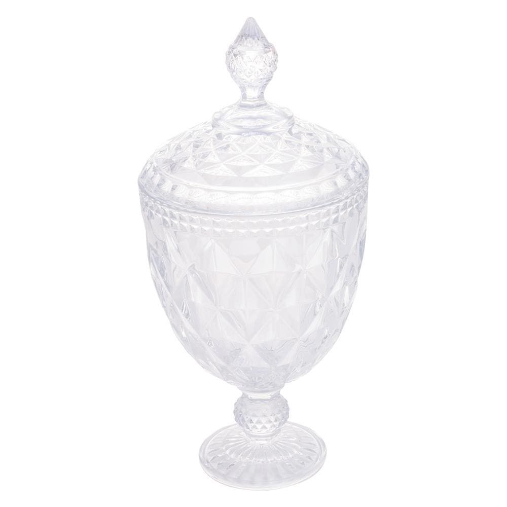 Bomboniere Potiche Diamond com Design Sofisticado em Formato de Diamante 15x32cm Transparente Lyor