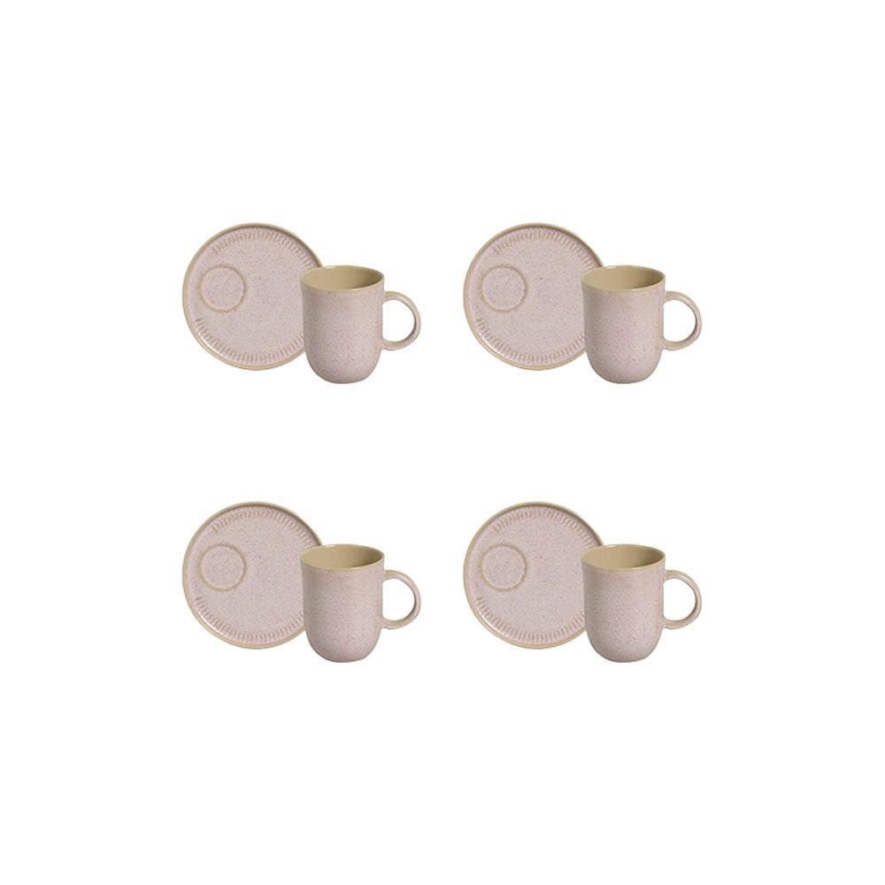 Conjunto de Canecas e Pires Coup Stoneware 330ml com Alta Resistência Térmica e Mecânica para Cozinha e Sala de Jantar