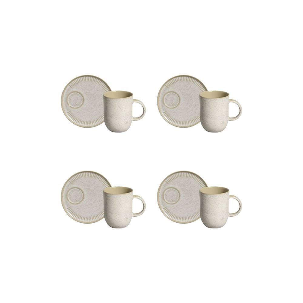 Conjunto de Canecas e Pires Coup Stoneware com 4 Peças Laváveis em Lava-louças para Cozinha Off White Porto Brasil