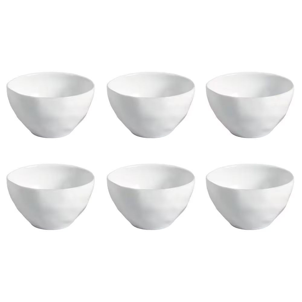 Conjunto de Bowls New Stoneware 6 Peças 558ML Uso no Micro-ondas Lavável em Lava Louças Cozinha Branco Porto Brasil