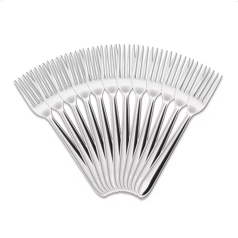 Conjunto de Garfos de Sobremesa Turim 12 Peças Aço Inox Polido para Mesa Posta Inox Brinox