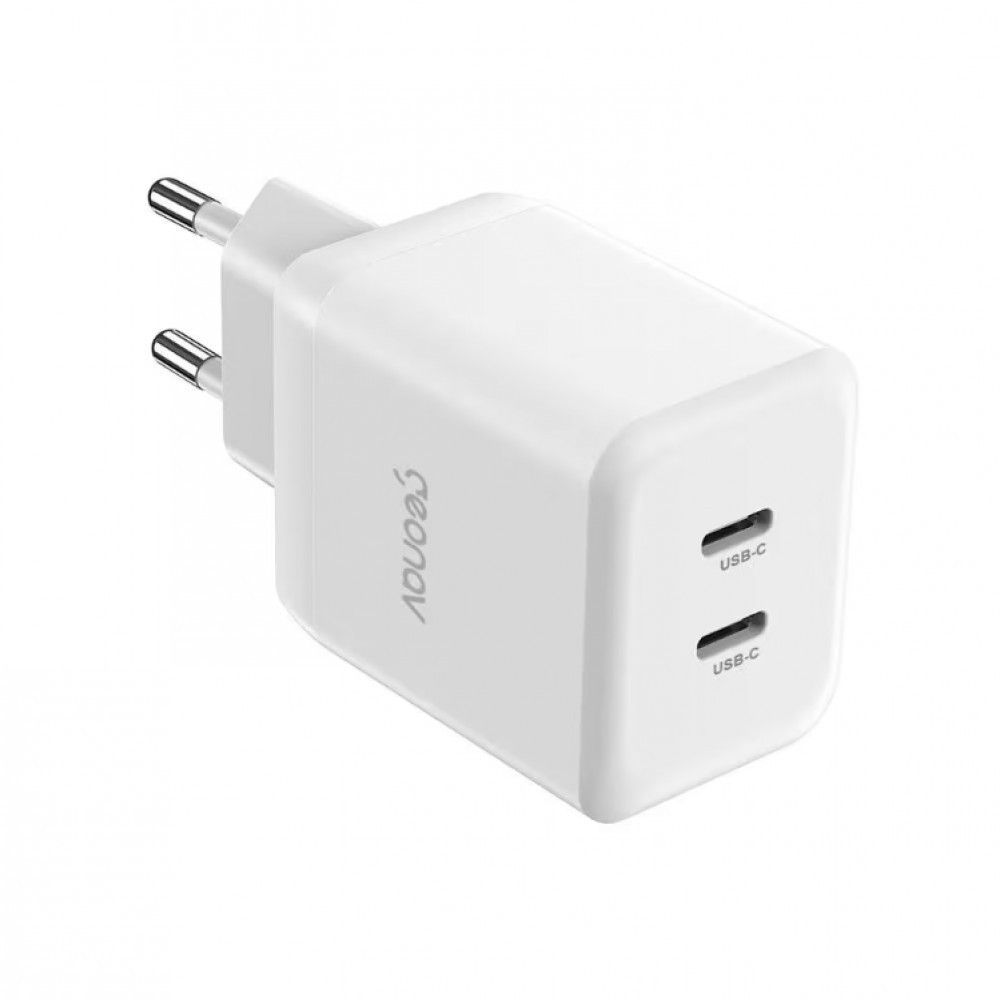 Carregador de Tomada Geonav CH35PDWT com Power Delivery 35W e Duas Portas USB-C Branco Bivolt 1 Unidade