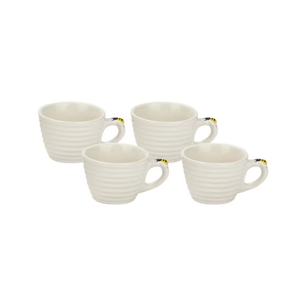 Conjunto de Xícaras Bee para Café em Porcelana 4 Peças 90ML Branco Hauskraft