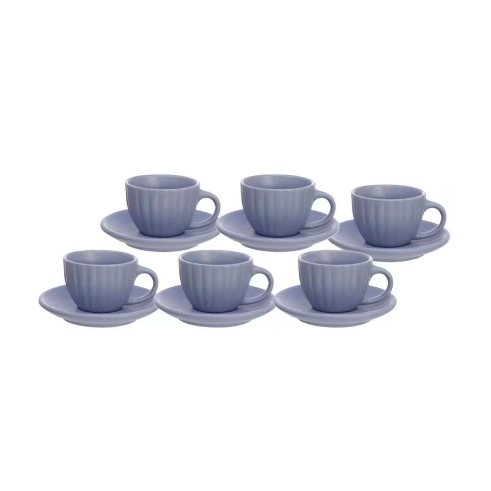 Conjunto de Xícaras Bella para Café em Cerâmica Design Delicado Ideal para Mesa de Jantar Azul Hauskraft