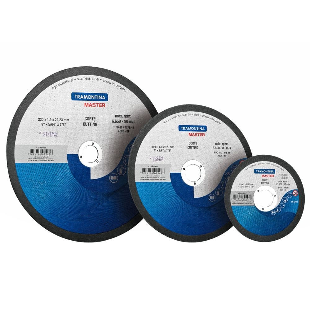 Disco de Corte Tipo 41 A60T-BF EN12413 ABNT NBR 15230 para Inoxidáveis com Espessura Fina Inox Tramontina