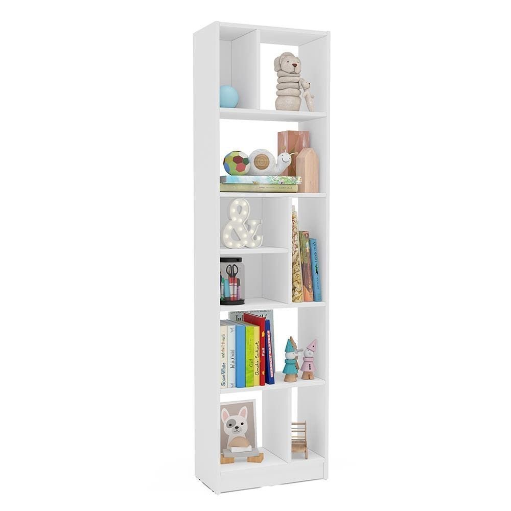 Estante de Livros Piratini Alta 9 Prateleiras em MDF e MDP TAMANHO 48cm Branco Politorno Móveis