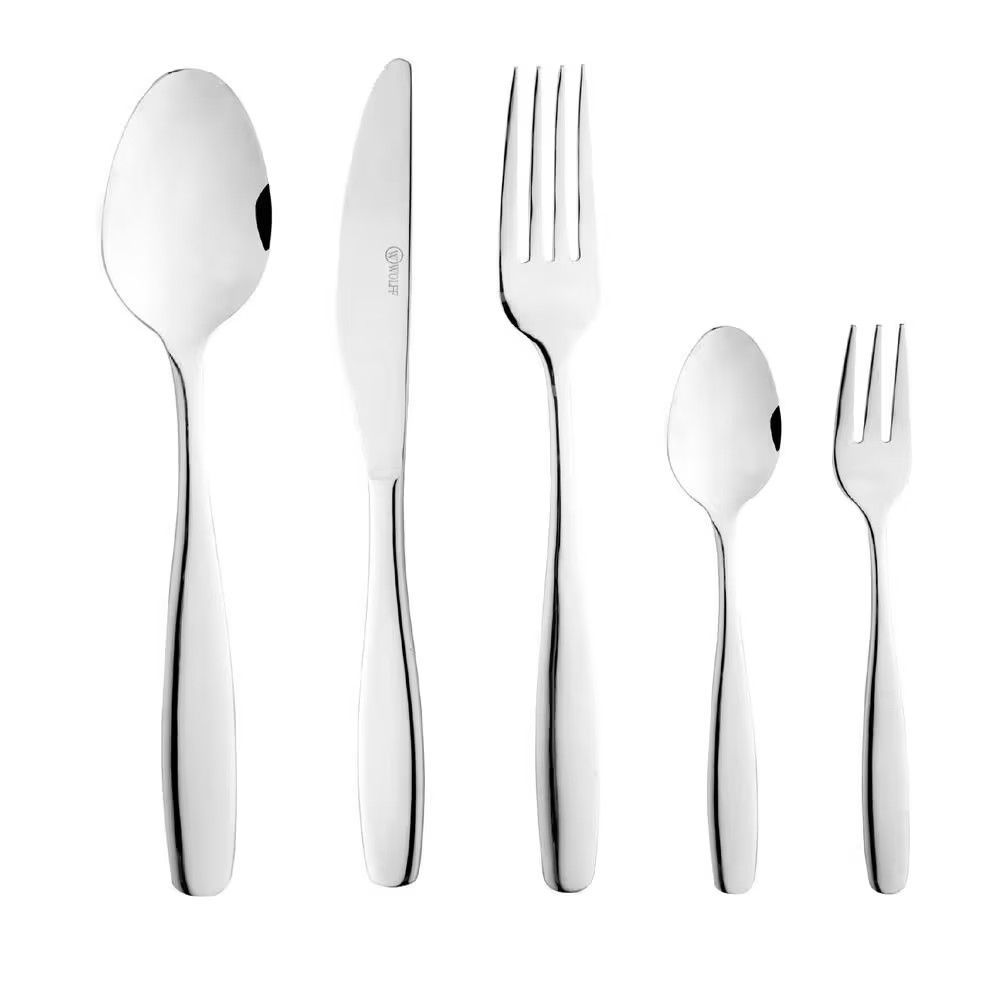 Faqueiro Cannes 30 Peças Aço Inox Polido para Mesa Posta Design Sofisticado Inox Wolff