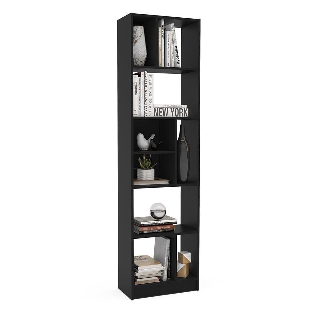 Estante Piratini sem Porta 9 Prateleiras MDF-MDP TAMANHO 48cm Preto Politorno Móveis