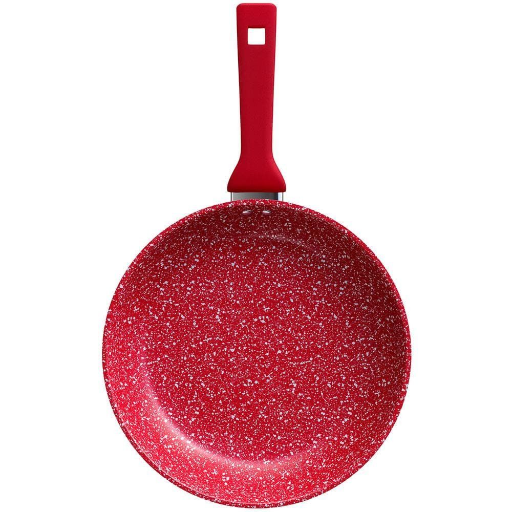 Frigideira Colorstone Antiaderente Alumínio com Revestimento 26CM Cabo de Baquelite Vermelho e Preto Euro