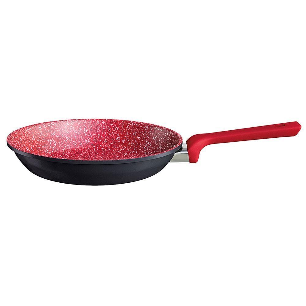 Frigideira Colorstone Titânio Antiaderente Alumínio com Revestimento Cerâmico 24CM Cabo Ergonômico Vermelho Euro