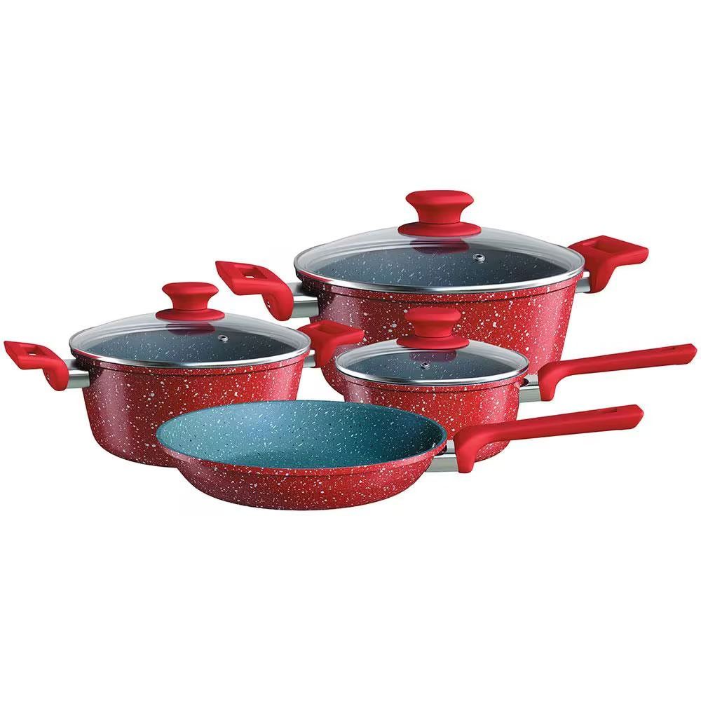 Conjunto de Panelas Colorstone Frigideira Antiaderente Alumínio com Revestimento Cinco Camadas 4,8L Vermelho Euro Home