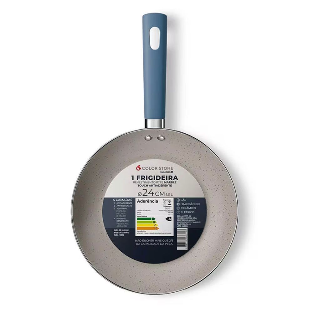 Frigideira Intense Antiaderente Alumínio com Revestimento PTFE 24CM Cabo Ergonômico Azul Euro Home