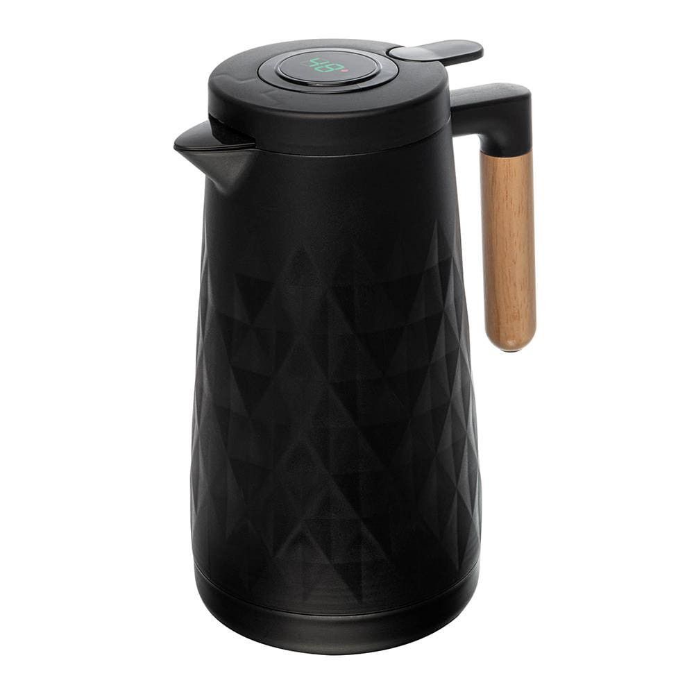 Garrafa Térmica New Diamond com Termômetro Plástico Design Escandinavo 1L para Casa e Escritório Preto Lyor