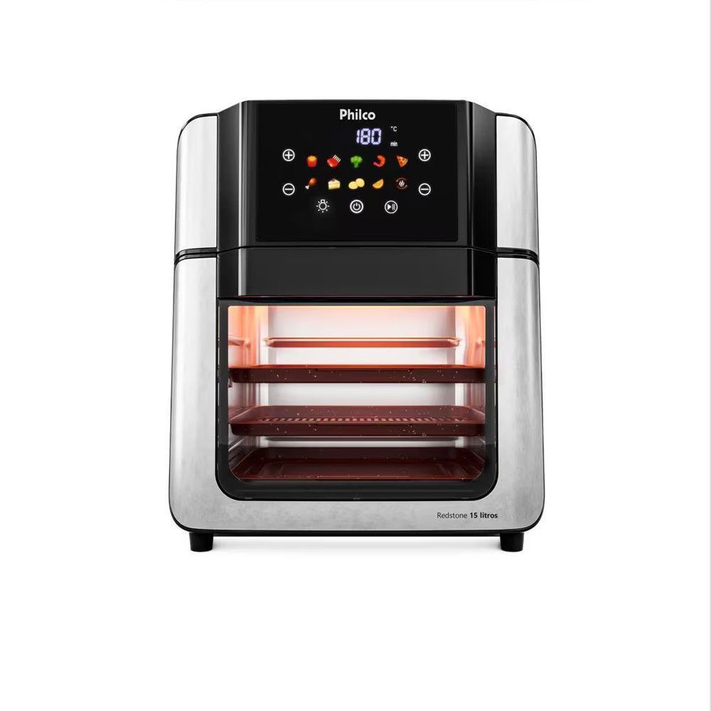 Fritadeira sem Óleo Elétrica Philco PAF15A 15L 1900W Painel Digital e Timer Cesto Removível Inox 220V