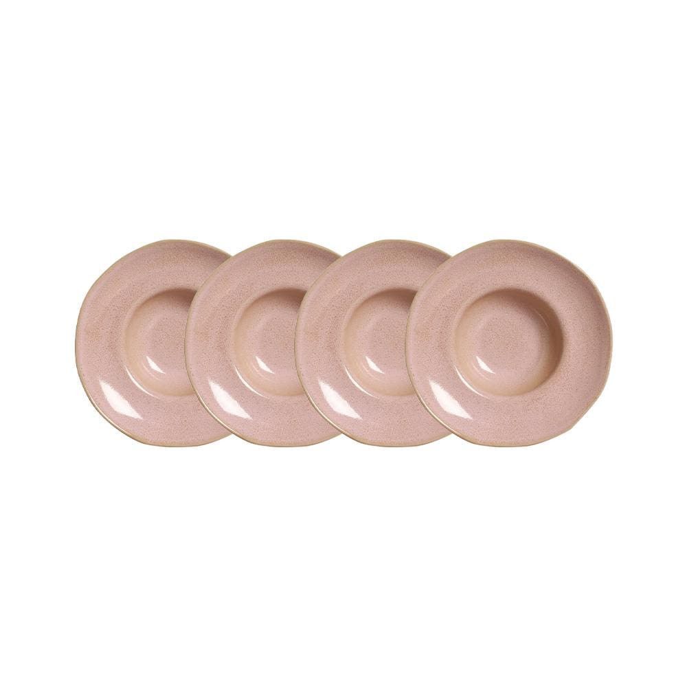 Conjunto de Pratos Orgânico Litchi 4 Peças Stoneware para Uso Diário Rosa Porto Brasil