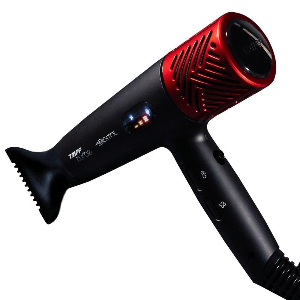 Secador de Cabelo Turbe Digital 2400W Íons Negativos 3 Velocidades Preto e Vermelho Taiff 110V